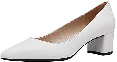 DREAM PAIRS Décolleté da Donna con Tacco Grosso a Punta Décolleté da Donna Scarpe Eleganti Comodi Classici Décolleté,Size 38,Crema/Bianco/Pu,DPU212