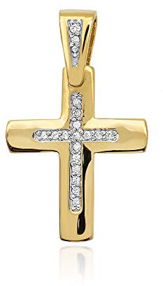Kreuz Anhänger Gold Gelbgold Weißgold 585 14K Goldanhänger Kettenanhänger Diamanten Brillanten für Damen Jungen
