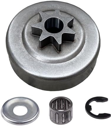ZXZHL Tambour d'embrayage 7T avec roulement à aiguilles, rondelle, E-clip pour tronçonneuses Stihl 017 MS170 018 MS180 021 MS210 023 MS230 025 MS250