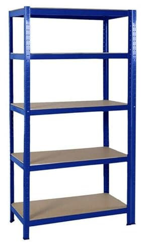 Garagenregal Schwerlastregal 200cm x 100cm x 50cm, 5 Böden Kellerregal, 875kg Tragfähigkeit Metall-Regal für Garage, Warenhaus, Werkstatt, Speisekammer - Blau