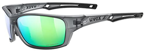 uvex sportstyle 232 P - Sportbrille für Damen und Herren - polarisiert - druckfreier Sitz & perfekter Halt - smoke matt/green - one size