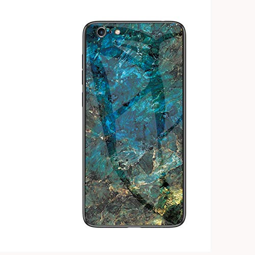 Huzhide iPhone SE 2022 Phone Case, for iPhone SE3 / SE2 / 8/7 Case, Marble Pattern Design Ultra-Thin Anti-Scratch Tempered Glass Cover Slim Silicone Bumper Shockproof Protective Case, Emerald Marble
