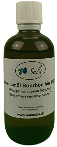 Sala Geraniumöl Bourbon ätherisches Öl Rosengeranie naturrein bio 100 ml Glasflasche