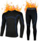 AMZSPORT Herren Thermounterwäsche Set Warmes Kompressionsshirt Kompressionshose Atmungsaktive Funktionsunterwäsche Winter Unterwäsche, Schwarzblau M