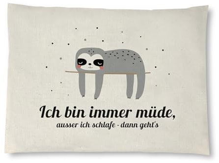 reelax.me Kopfkissen aus Baumwolle (26x19 cm) gefüllt mit Holz-Flocken, Holzflocken Polster Handmade, duftend, Duft, Motiv Kissen Faultier