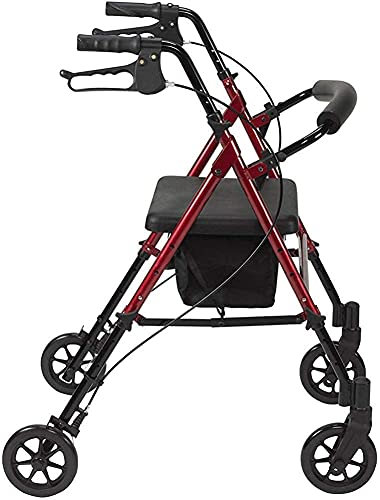 HHUARI Rollator, 4-Rad-Rollstuhl für medizinische Zwecke, medizinische Reha für Senioren, alte Menschen, höhenverstellbarer Sitz, klappbarer Rollator für Erwachsene, Spirit Red,Spirit Red The New