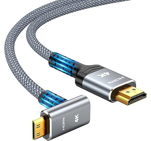 Highwings Cable mini HDMI a HDMI, de alta velocidad 4K 60Hz HDMI 2.0 a mini cable compatible con cámara, videocámara, tableta y gráficos/tarjeta de video portátil Raspberry Pi Zero W, gris (6 pies)