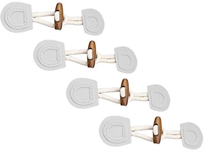 4 Stück Horn Knebelverschluss Knöpfe Kleidung PU Leder zum Aufnähen DIY für Jacke Grau Weiß