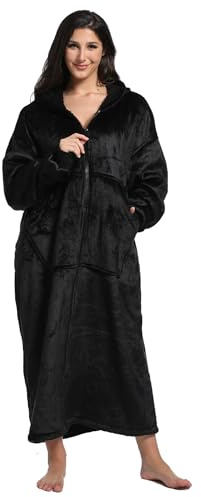 Übergroße tragbare Decke Sweatshirt für Damen und Herren, warme, gemütliche Fleece-Sherpa-Kapuzendecke mit tiefen Taschen für Erwachsene und Kinder