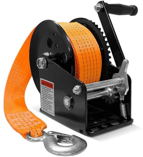 Linkloos Boat Winches for Trailers, 1600lbs Boat Winch with 33 Ft Strap, Heavy Duty Hand Winch with 2-Way Ratchet 4:1 Gear, Portable Trailer Winch for Boat, Truck, Jet Ski, ATV, RV