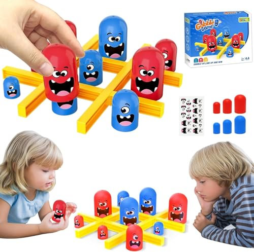 CHANCCI Tic Tac Toe Game Set, 2 Spieler Schachbrett Spiel, Big Eat Small Game Blue Red Gobblet Gobblers Brettspiel Tic Tac Toe Family Spiele, um klassisches Spiel zu Spielen