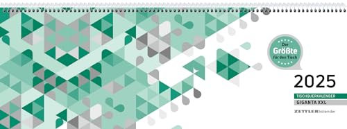 Zettler - Tisch-Querkalender Giganta 2025 XXL grün, 42,2x14,8cm, Bürokalender mit 120 Seiten, 1 Woche auf 2 Seiten, Monatsübersicht, Notizbereich, Ringbindung und deutsches Kalendarium