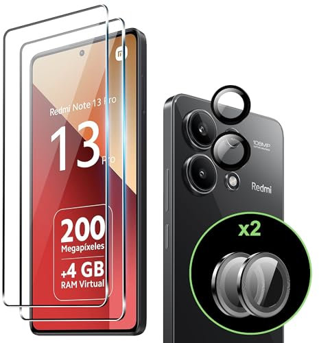 Fitudoos per Xiaomi Redmi Note 13 Pro 4G/Poco M6 Pro 4G [2 Pezzi] Vetro Temperato +Proteggi Lenti per Fotocamera [ 2 Pezzi],9H Durezza Vetro Temperato Protezione Schermo,[Senza Bolle][Anti Graffi].