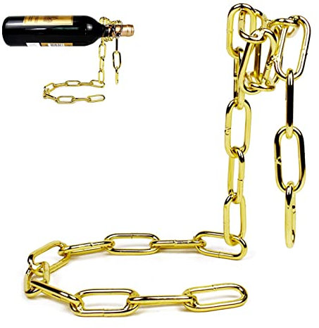 Imtrub Floating Chain Bottle Holder, Novelty Anti Suspension Stainless Steel Wine Rack for Kitchen Home Decoration - Holds Bottles in The Air