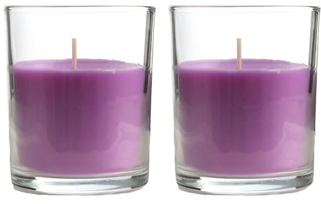 2 Stück Duftkerzen Lavendel, Duftkerzen Pflanzliches Wachs im Glas 8.5x7cm, 28 Stunden Verbrennung
