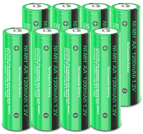 PKCELL Lot de 8 piles AA NIMH rechargeables 1200 mAh 1,2 V préchargées pour lampes solaires