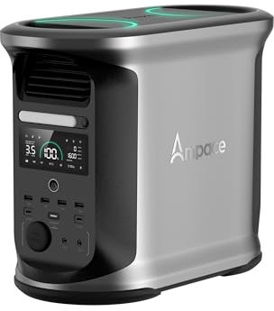 AMPACE Andes 1500 Centrale di alimentazione portatile, 1462 Wh LiFePO4, carica completa in 55 minuti, 2400 W (sovratensione 3600 W) SiCPrime Generatore solare per campeggio all'aperto, ultimo