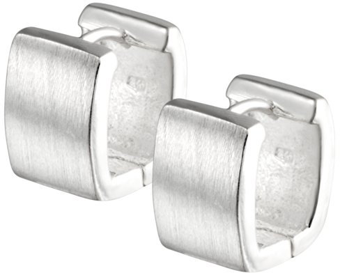 Cassini | Klapp-Creole für Damen aus hochwertigem 925er Sterling Silber, kleine Ohrringe eckiges Design, gebürstet 3CUMX1