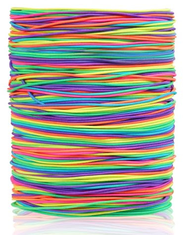 AUAUY Cordon Élastique Arc-en-Ciel, Ficelle Extensible pour Bracelets, Ficelle Élastique pour La Fabrication de Bijoux DIY, Bracelets, Colliers, Artisanat, Décorations (1mm x 100m)