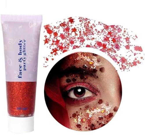 Beliky Girl Body Glitter Gel, Face Glitters Body Gel Sequins Shimmer Liquid Eyeshadow, Mermaid Sequins Liquid Holographic Glitter Gel,Christmas Festival Rave Accessories