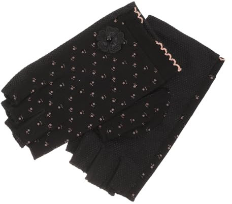 ANDRESLAD Fingerlose Damenhandschuhe Sommer Atmungsaktiv Uv-Schutz Flexible Halbfinger Maniküre Handschuhe Leicht Für Autofahren Radfahren Nagelgel-Lampe Schwarz