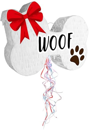 Birchio Zugschnur Hundeknochen Pinatas (42 x 30 x 10 cm), Welpen-Pinatas für Hundegeburtstagsdekoration