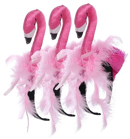 PLAFOPE 3St Flamingo-Stirnband Flamingo-Kostüm Haarfärbemittel Plüschhaar Tiere Haarbänder Strandparty-Stirnbänder Haarband kinderkostüme entzückender Kopfschmuck Party-Stirnband Samt