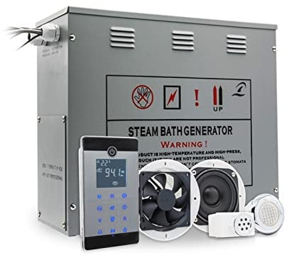 Sauna de vapor Calentador de sauna 9kw Sensor de temperatura Tiempo de vapor Configuración de ducha Sauna Sauna de latón Drenaje automático IPX5 Control remoto impermeable(VS-C090-9KW-BP)