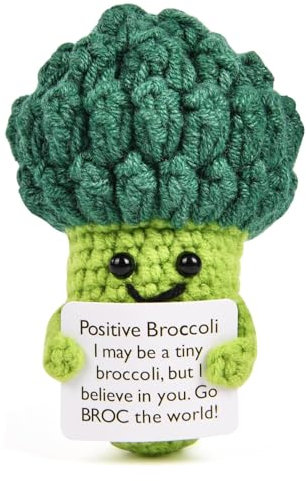 ZADEICK Pocket Hug Positive Brokkoli Häkel Brokkoli, Kreative Geschenke für Frauen mit Ermutigungskarte Emotionalen Gemüse Positive Potato Brokkoli für Geburtstag, Party, Zuhause, Büro, Dekoration