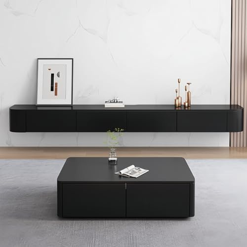 Ecoxsnz Meuble TV Flottant 120 cm Console Multimédia TV Moderne, Meuble TV Mural avec Tiroirs, pour Le Salon Ou La Chambre À Coucher, avec Fonction De Stockage