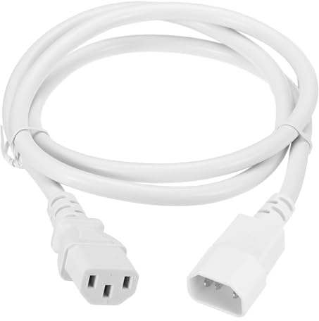 sourcing map 3ft 18 AWG White 18/3 Universal Power Cord C14 to C13 10A 250V 3-Prong Extension PDU Power Cables for PC,Computer,Printers,TV,AC Adapter,Laptop,Monitor