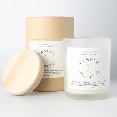 Galaxieregister Sternzeichen Duftkerze im Glas – Personalisierte Kerze mit individueller Note & verschiedenen Düften – Geschenkidee für Frauen (Krebs)