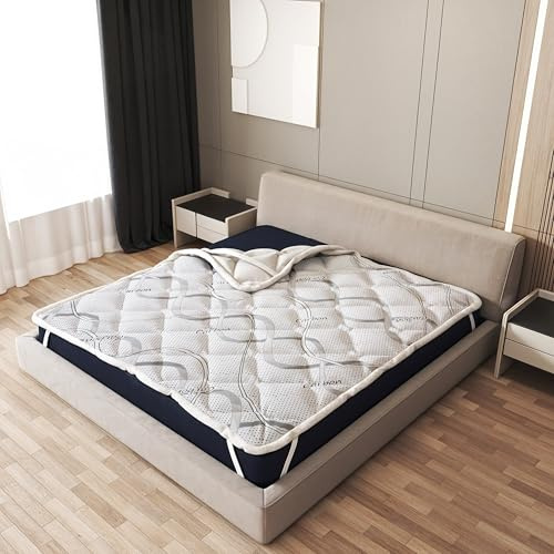 The White Stone Matratzentopper 170 x 200 cm | Ergonomischer Matratzenauflage | Füllung aus Soft-Ovatta-Fasern | Höhe 5 cm | Atmungsaktiver, hypoallergener und milbenresistenter Bezug
