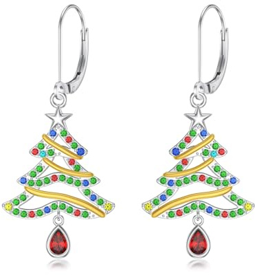 Seiyang Christmas Earrings for Women 925 Sterling Silver Christmas Tree/Snowflake/Penguin/Reindeer Dangle Earrings Winter Holiday Xmas Jewellery Birthday