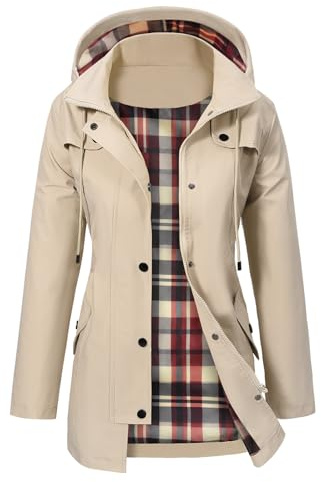 UMIPUBO Imperméables Vestes pour Femme Manteau à Capuche Impermeable Imperméable Longue Coupe-Vent Zip Poncho d'Extérieur Coupe Vent Veste de Pluie Printemps Automne