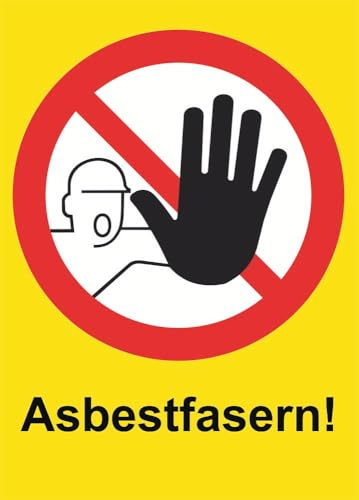 Warnschild/Warntafel Asbest 70 x 50 cm „Asbestfasern!“ Premium auf Aluverbundplatte 3mm