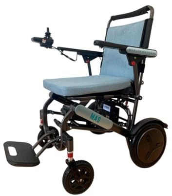 Silla de ruedas eléctrica plegable ligera para adultos, 17,5 kg, 2 motores 200W sin escobillas, 20 km autonomía, joystick digital con luz LED, portátil tipo trolley, fácil transporte