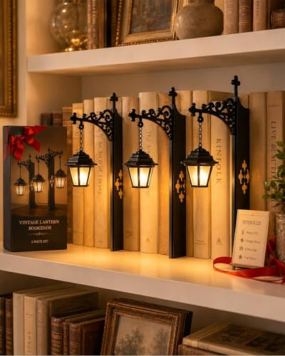 Aukojoy Bibliothekslaterne, dekorative Bücherregal-Beleuchtung, Leseecke, LED-Nachtlicht, Vintage-Fantasie-Buch-Lampe, Bücherregal-Lampen, Vintage-Tisch-Schreibtischleuchten, Studious Home Room
