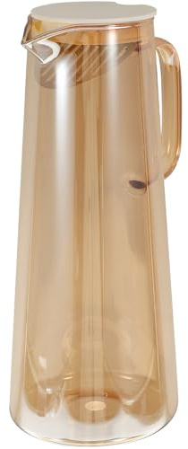 OSALADI Pichet à Jus en Verre 1,4l avec Couvercle Inox Compatible Réfrigérateur et Induction pour Préparation de Thé et Usage en Restaurant