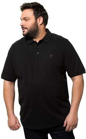JP 1880 Herren Polo Bauchfit T-Shirt, Schwarz, 5XL EU