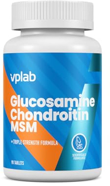 VPLab Glucosamin Chondroitin MSM 90 Tabletten, 90 Portionen – Für mehr Elastizität und Flexibilität im Alltag, Hilft Entzündungen zu Reduzieren – Vegan und Glutenfrei
