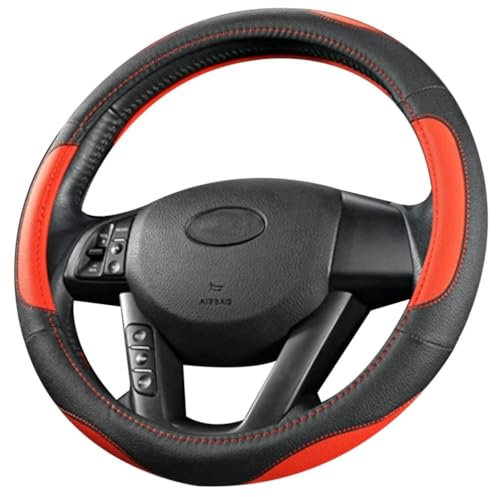 Pahajim Lenkradbezug Auto Lenkradhülle Microfiber Leder Steering Wheel Cover Universal rutschfest Lenkrad Bezug 38cm Lenkradschutz für LKW/Auto/Jeep/SUV -Schwarz Rot