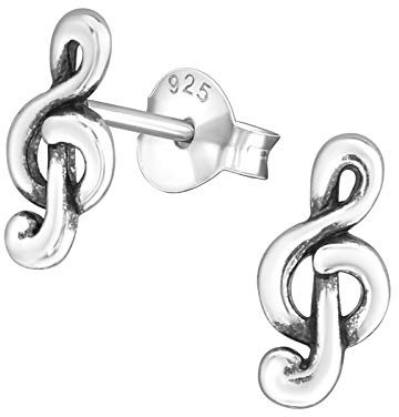 Monkimau Mädchen Ohrringe Notenschlüssel Ohrstecker aus 925 Sterling Silver Silber