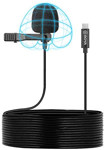 BOYA by-M3 Omnidireccional Lavalier USB C Micrófono, Micrófono de Solapa Clip para Android Tablet Elptop Podcast Entrevista de Video Video de Youtube (236 Pulgadas)