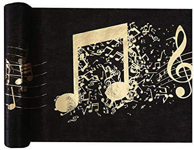 Tischband Tischläufer Musik mit goldenen Noten 1 Stück
