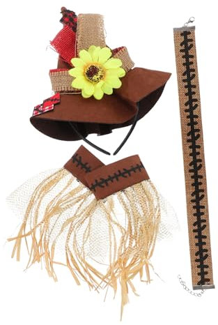 1 Set Vogelscheuche Halloween Kostüm Strohhut Und Halskette Armband für Halloween Karneval Vogelscheuche Cosplay