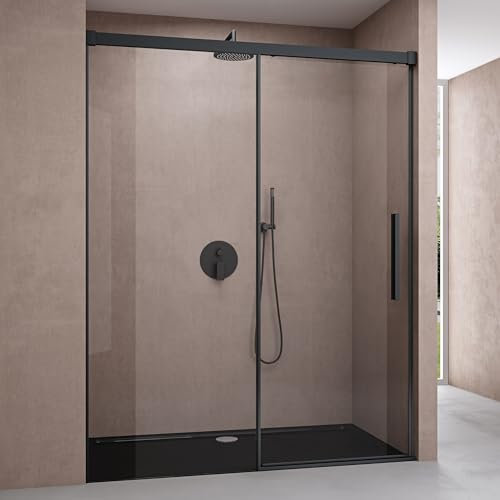 Sogood Porte de Douche Coulissante 140x195cm pour Niche 140cm Paroi de Douche Transparente Verre de Sécurité avec Revêtement Anti-calaire Teramo12