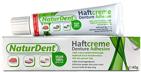 Naturdent Strong Waterproof Denture Adhesive | Holds Dentures Longer and Stronger | NO Yucky Taste NO Zinc NO Paraffin Smile and Eat with Confidence Great Present for Anyone with Full Partial Denture