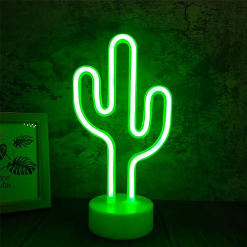 LED Cactus Insegna al Neon, ZVO Segnaletica al Neon Cactus, Luce Notturna Decorativa Insegne Luminose con Alimentata a Batteria o USB per Natale Feste Bar Matrimonio Party, Regalo di Compleanno