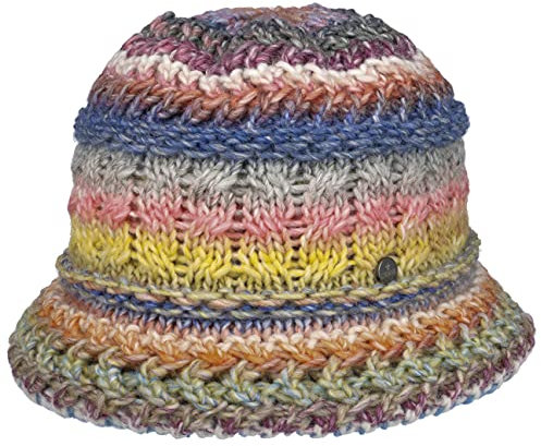 LIERYS Alesund Damen Glockenhut Schurwolle Wollhut Made in Germany Damen Herbst Winter Zopfstrickmuster bunt One Size